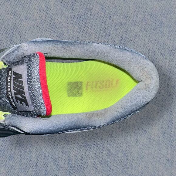 Nike Dual Fusion Run 2 Gray/ Yellow Neon Running Shoes - Men’s Size 9 - Picture 6 of 7